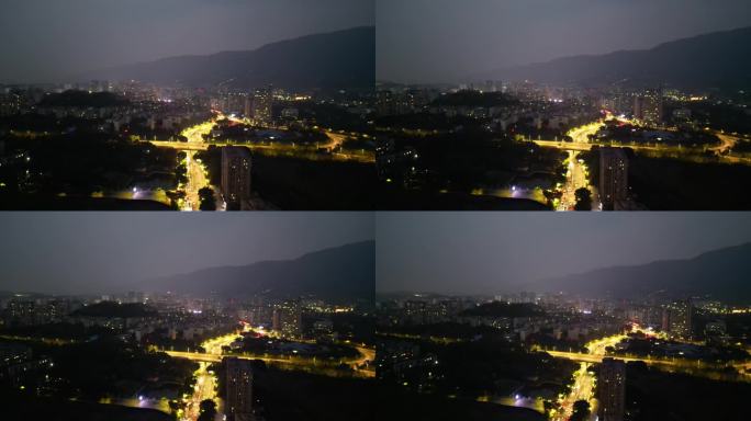 重庆北碚城市夜景车流航拍