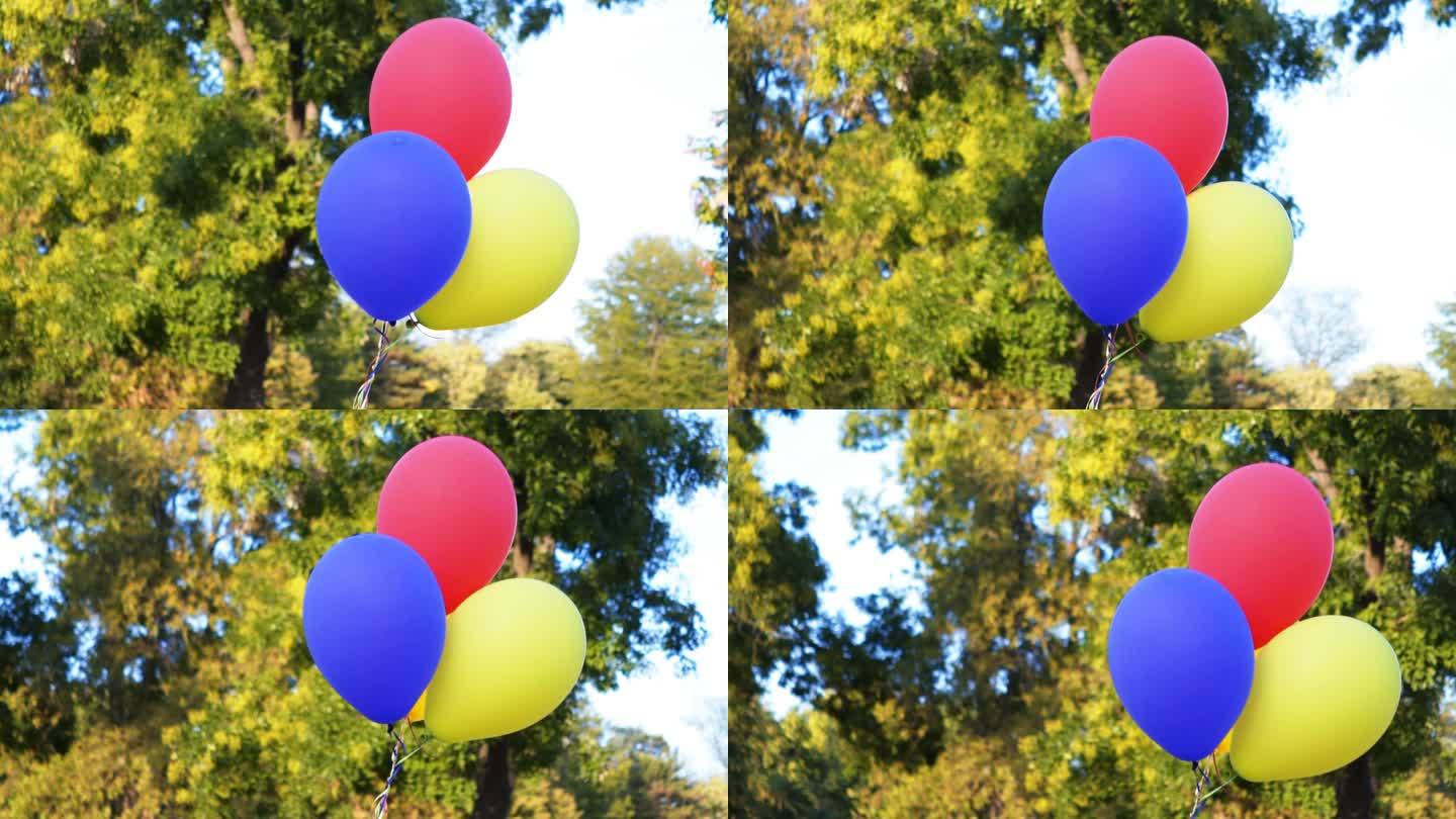 大自然中的彩色气球