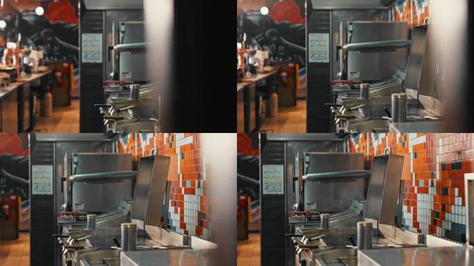 一个空餐厅厨房的4k视频片段