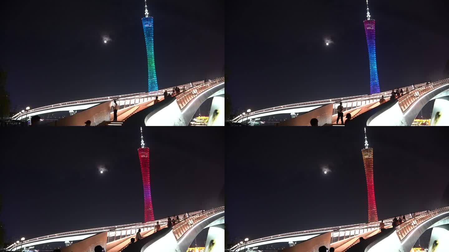 夜景广州塔海心桥