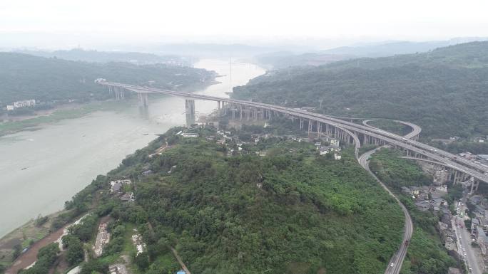 航拍重庆北碚绕城高速公路施家梁段大桥