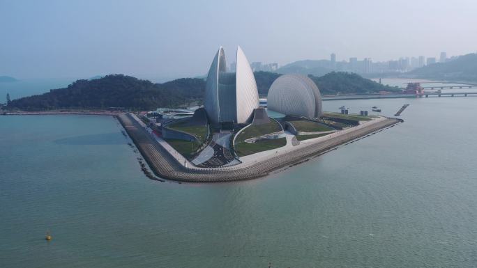 航拍珠海日月贝珠海大剧院