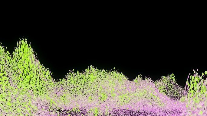 【4K时尚空间】抽象山体粒子粉绿色彩幻境