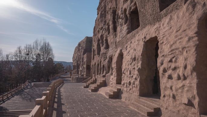 山西大同云冈石窟22窟西边大景延时