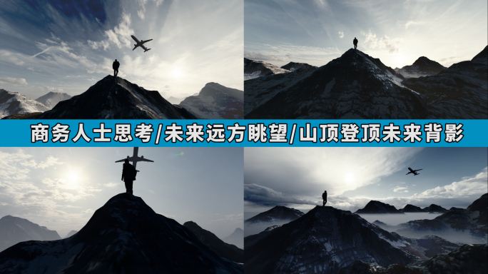 意境地产商务商业男人登顶背影飞机