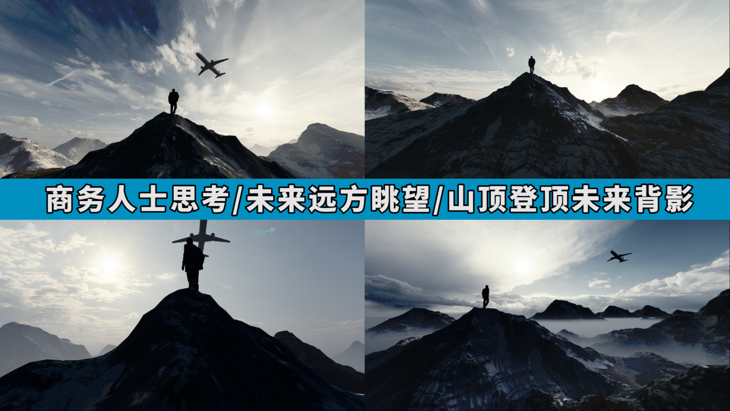 意境地产商务商业男人登顶背影飞机
