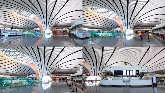 大兴机场内部 建筑流线型  现代建筑