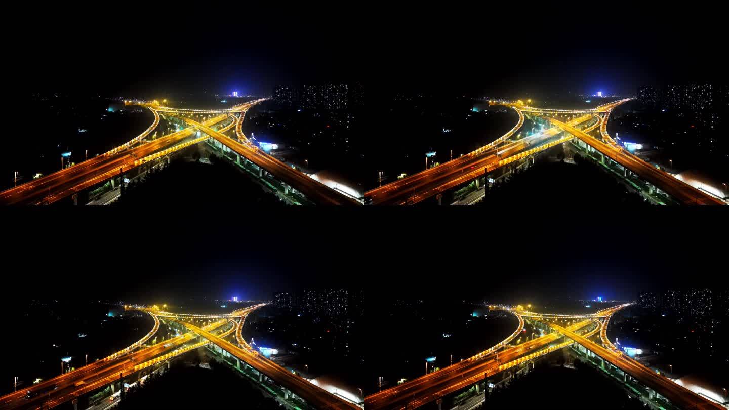 4k夜景道路立交桥城市延时拍摄