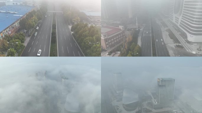 城市阴天雾霾车流