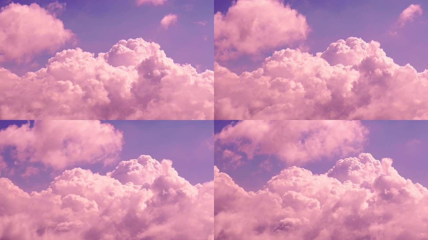 浪漫天空粉色云朵延时唯美梦幻彩色云彩晚霞