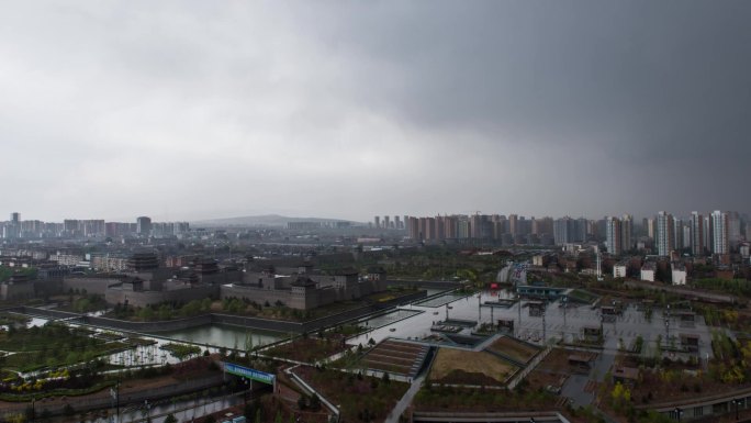 山西大同南广场永泰广场雷阵雨雨帆延时