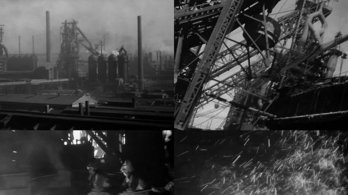 50年代一五计划鞍钢工人热火朝天炼钢场景