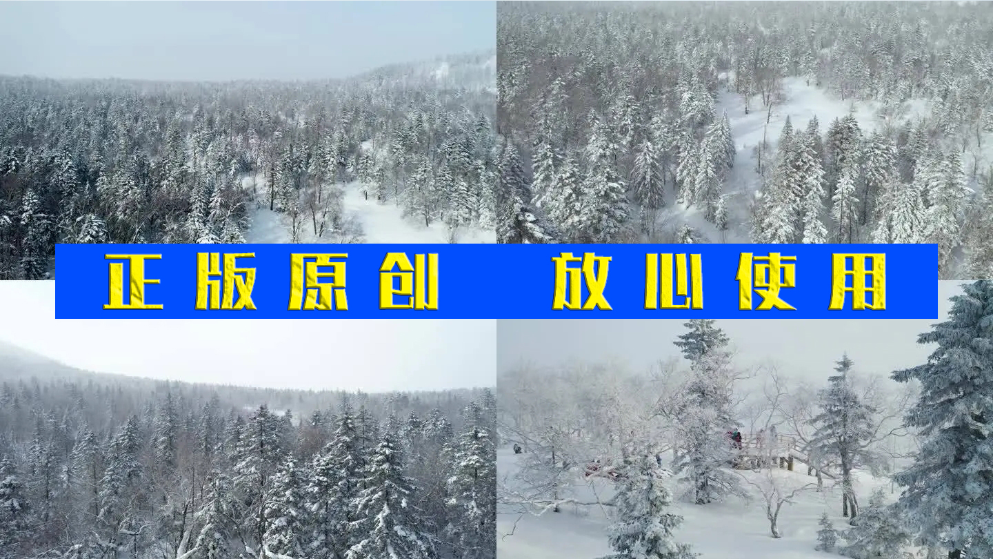 4k航拍雪山 雾凇 雪松 雪深林 雾深林