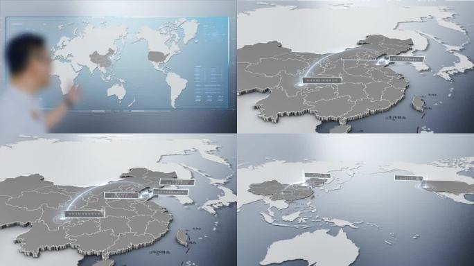 简洁世界区位地图展示AE模板