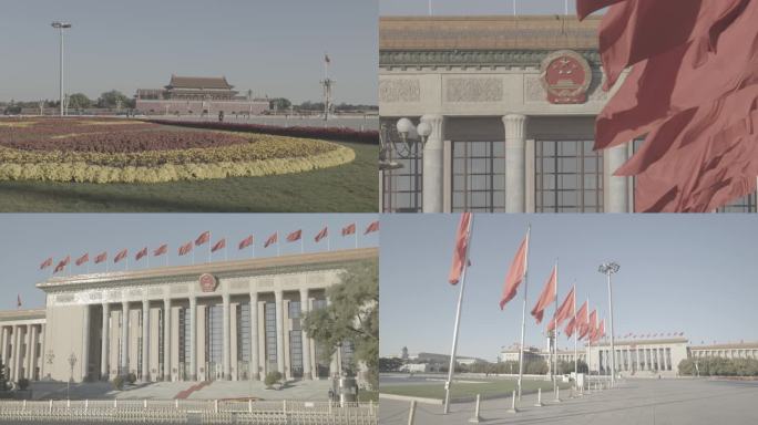 4K天安门人民大会堂国徽红旗（LOG）