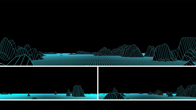 【宽屏光线空间】蓝色网格山体生长虚拟科技