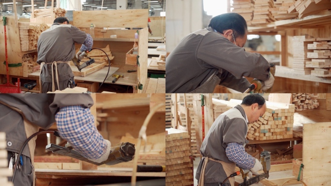 家具生产制造木材车间木工木匠工人