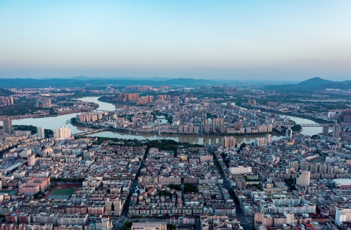 河源市上帝视角高空全景航拍延时超4k