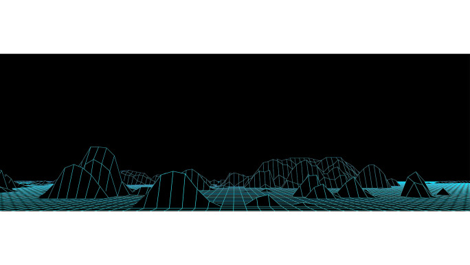 【宽屏光线空间】蓝色网格山体变化科技背景