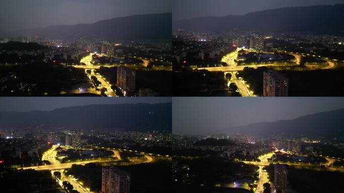 【合集】重庆北碚城市夜景车流航拍