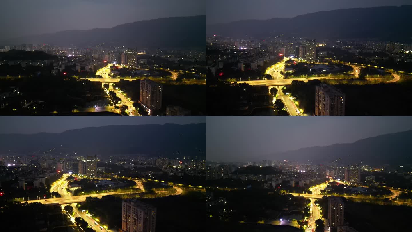 【合集】重庆北碚城市夜景车流航拍