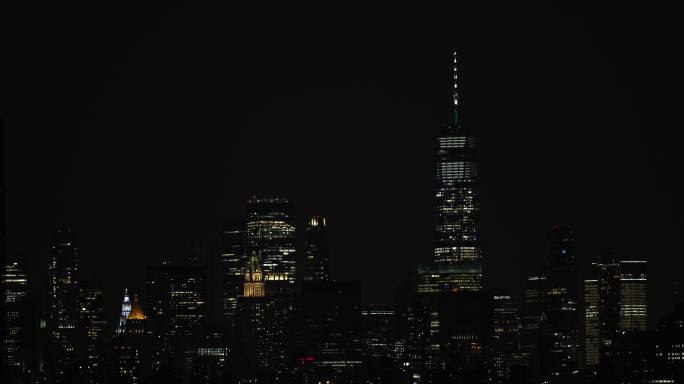 曼哈顿市中心天际线闪电