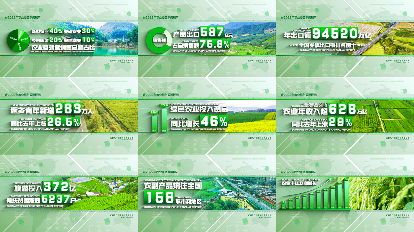 科技农业绿色数据文字展示