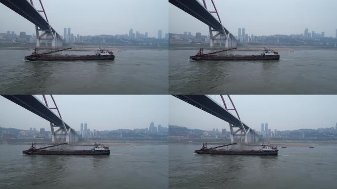 重庆长江货运船航拍