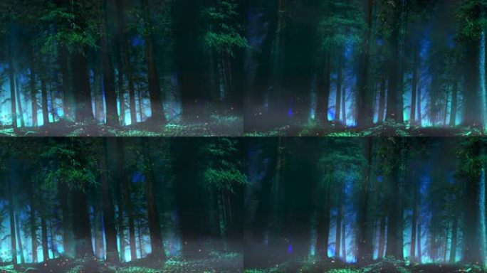4K梦幻剪影神秘森林树林