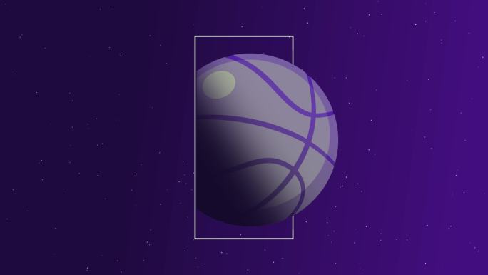 紫色篮球运动开场白背景股票视频动画-篮球动画