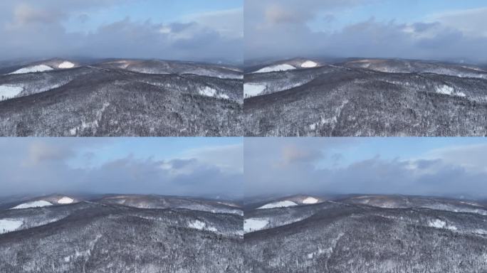 航拍大兴安岭冬季雪色山林