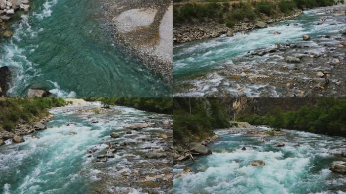 航拍山谷河水流水