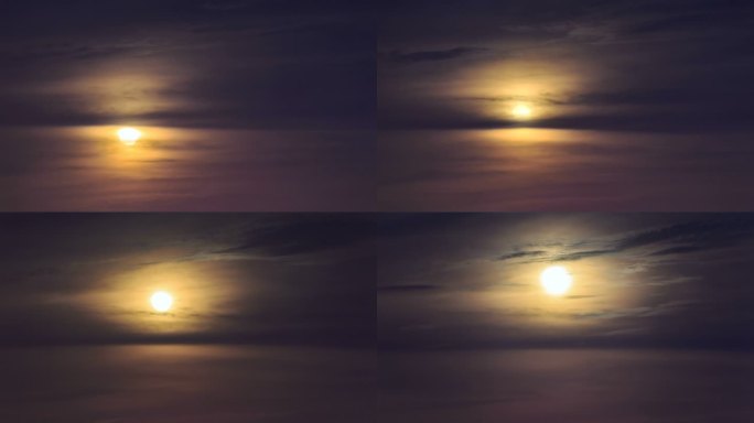 月球日程表月亮穿过云层升起遮云蔽日