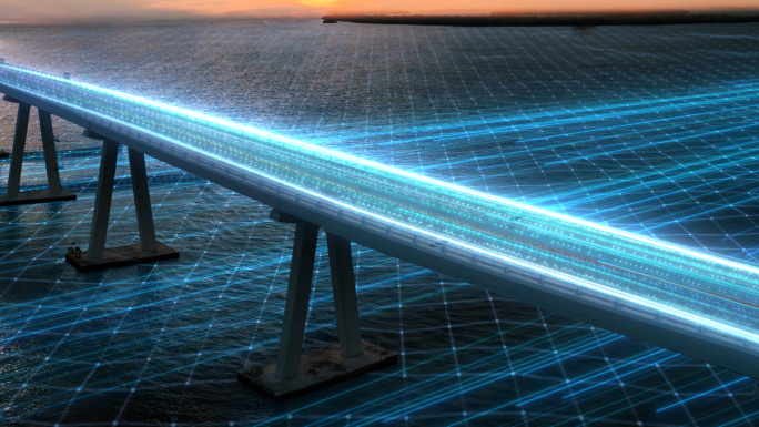 科技光线桥梁 公路合成模板