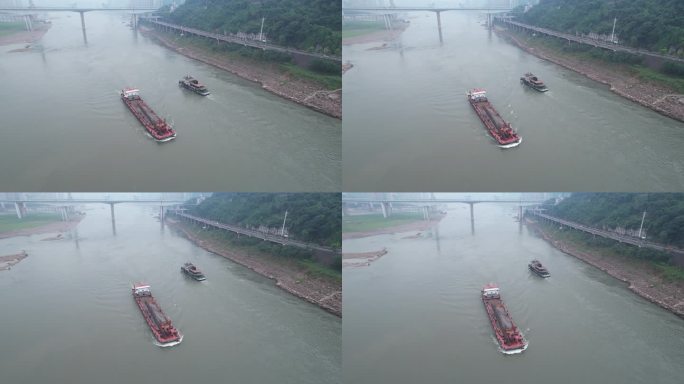 重庆长江航道货运船航拍