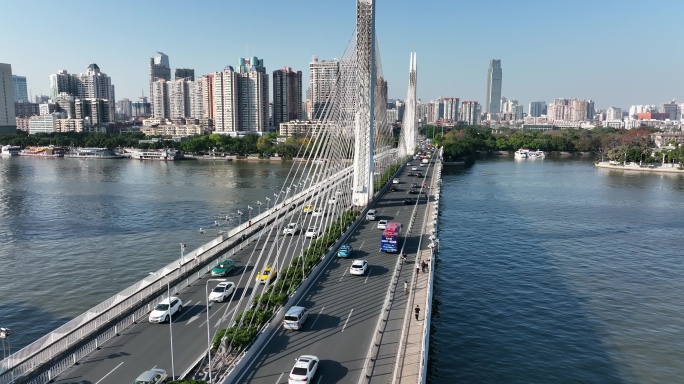 广州海印大桥交通航拍