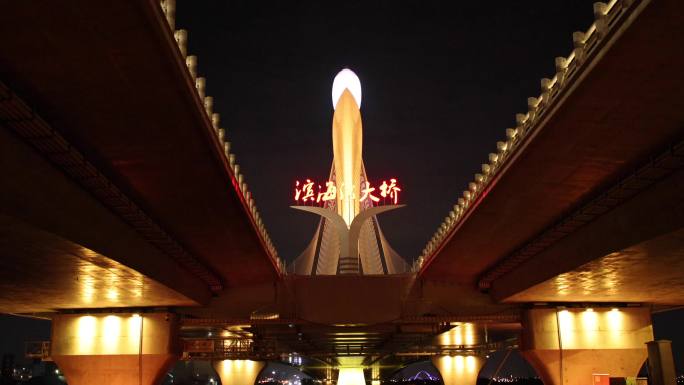 滨海湾大桥长安发展大桥夜景灯光