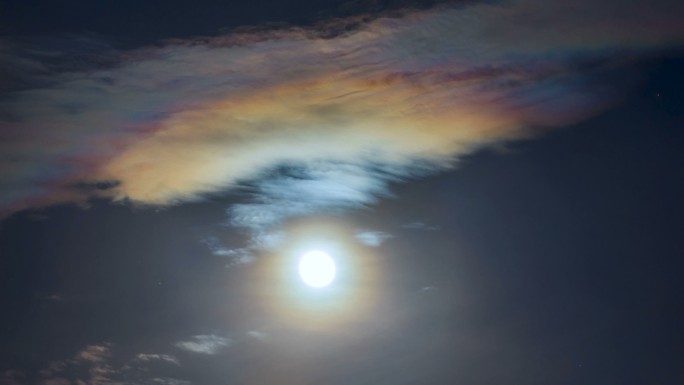 月球日程表月亮升起夜晚云朵光晕
