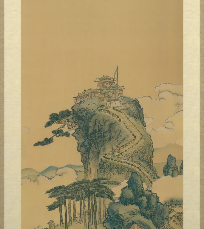 明代画家沈周国画昆山马鞍山图动画视频素材