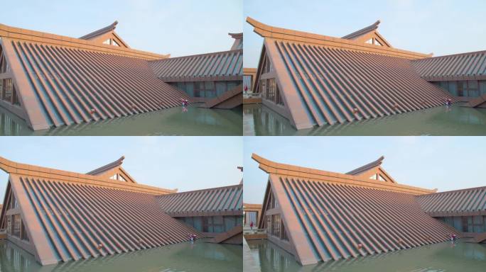 8K实拍上海广富林遗址公园建筑