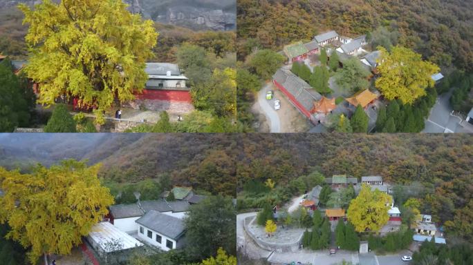 航拍高清山里的寺庙建筑景区道观 宗教佛堂