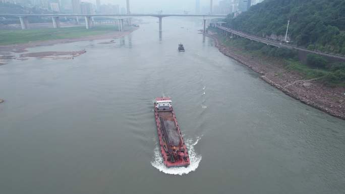 重庆长江货运船航拍