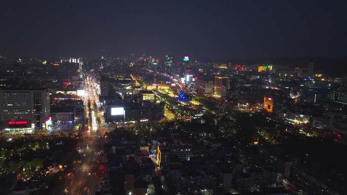 济南老城区地标夜景航拍