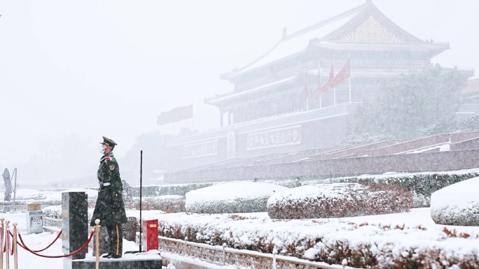 北京天安门雪景