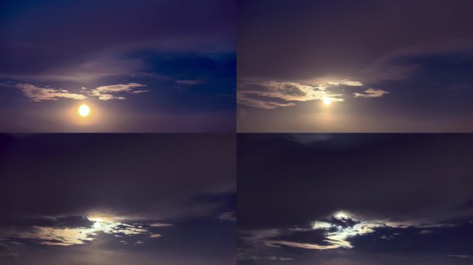 月亮穿过云层，光影变幻莫测