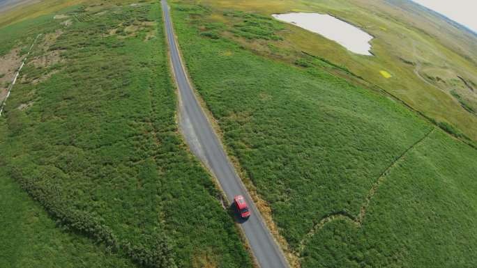 冰岛自然道路鸟瞰图