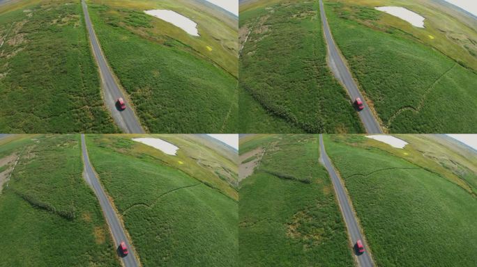 冰岛自然道路鸟瞰图