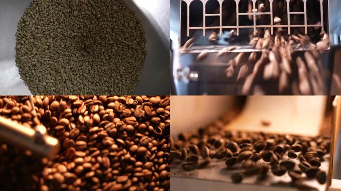 4k咖啡豆烘培制作倒咖啡豆搅拌咖啡豆
