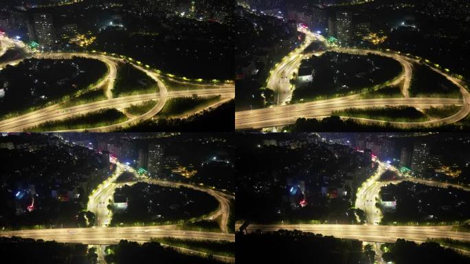4K重庆北碚高速路夜景车流航拍延时