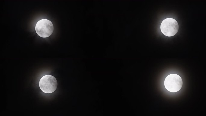 月亮，乌云，夜深人静，月色迷雾笼罩